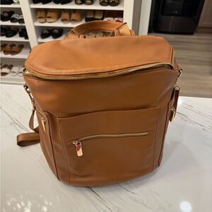 Stylish Tan Leather Backpack/Diaper bag
